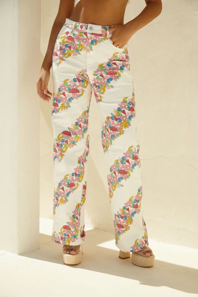 Load image into Gallery viewer, Printed Fruit and Flower Pant
