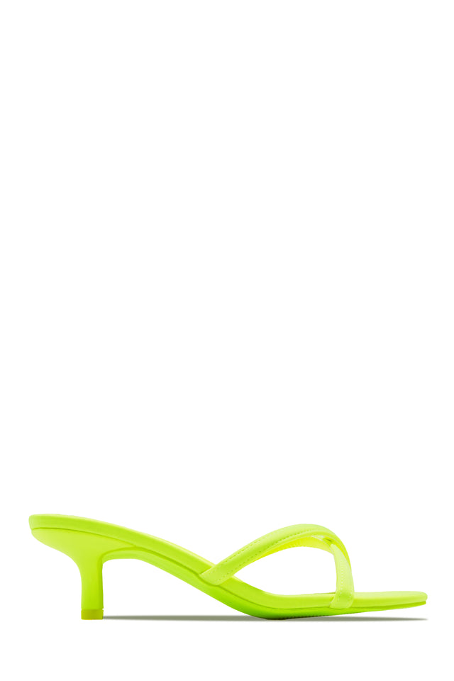 Neon yellow kitten heels hotsell