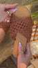 Tan slip on sandals with woven strap detailing