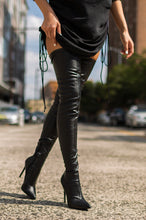 Load image into Gallery viewer, Groundbreaking Over The Knee High Heel Boots - Black PU
