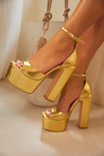 Load image into Gallery viewer, Women Wearing Gold Platform Heels
