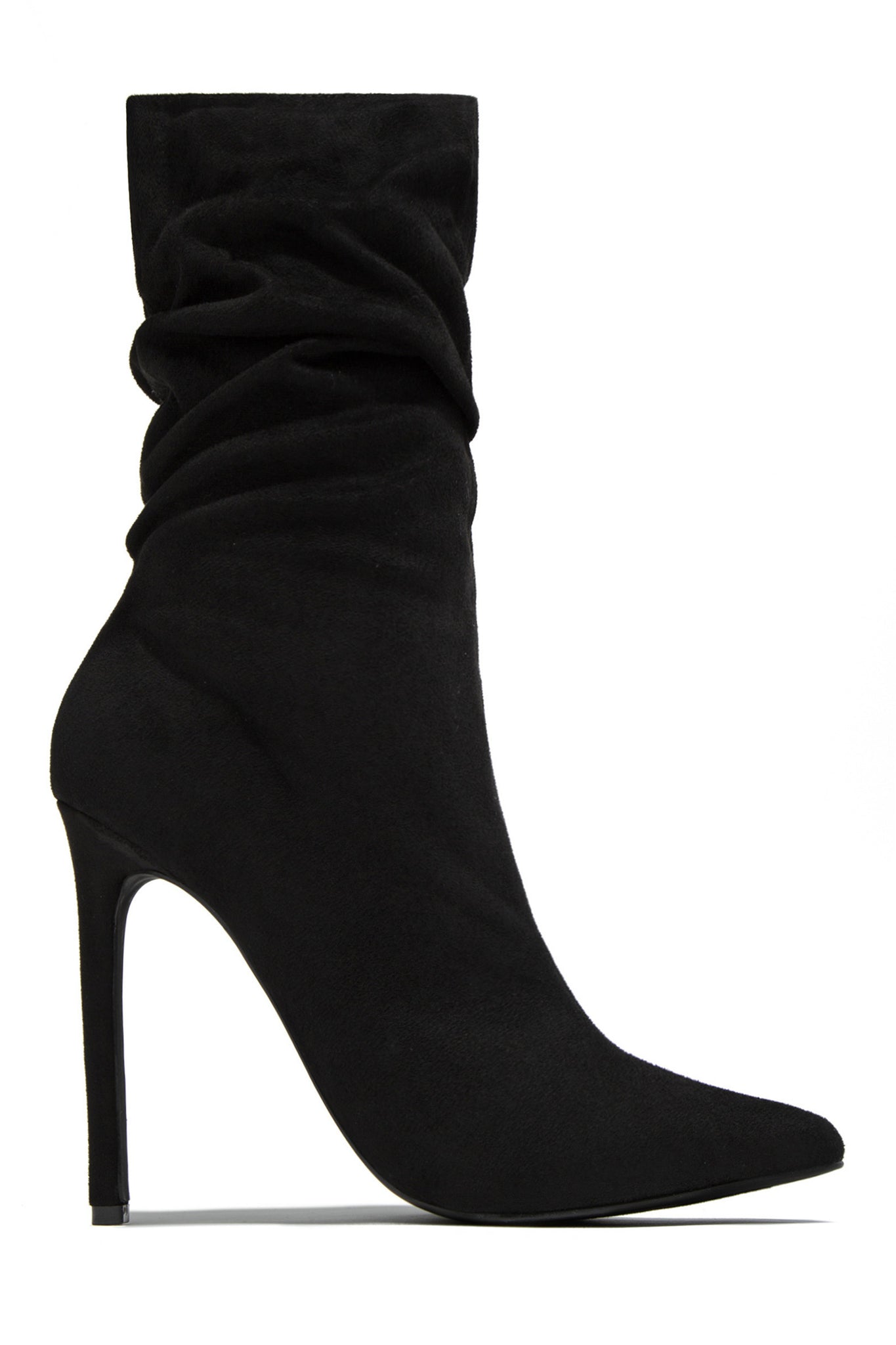 Miss Lola | Black Ruched Detailed Ankle Heel Boots – MISS LOLA