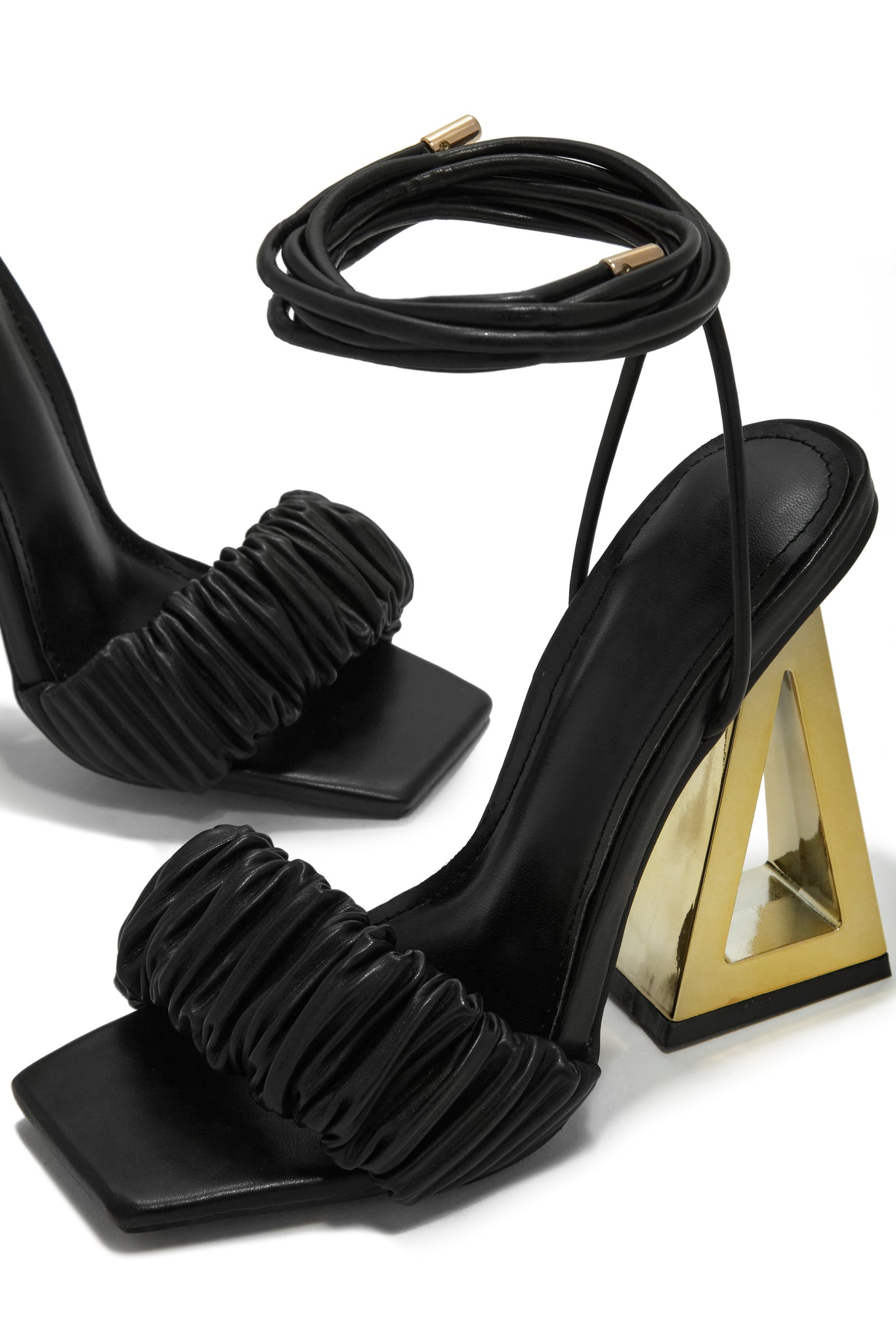 Shop Zayla Black Lace up High Heels MISS LOLA