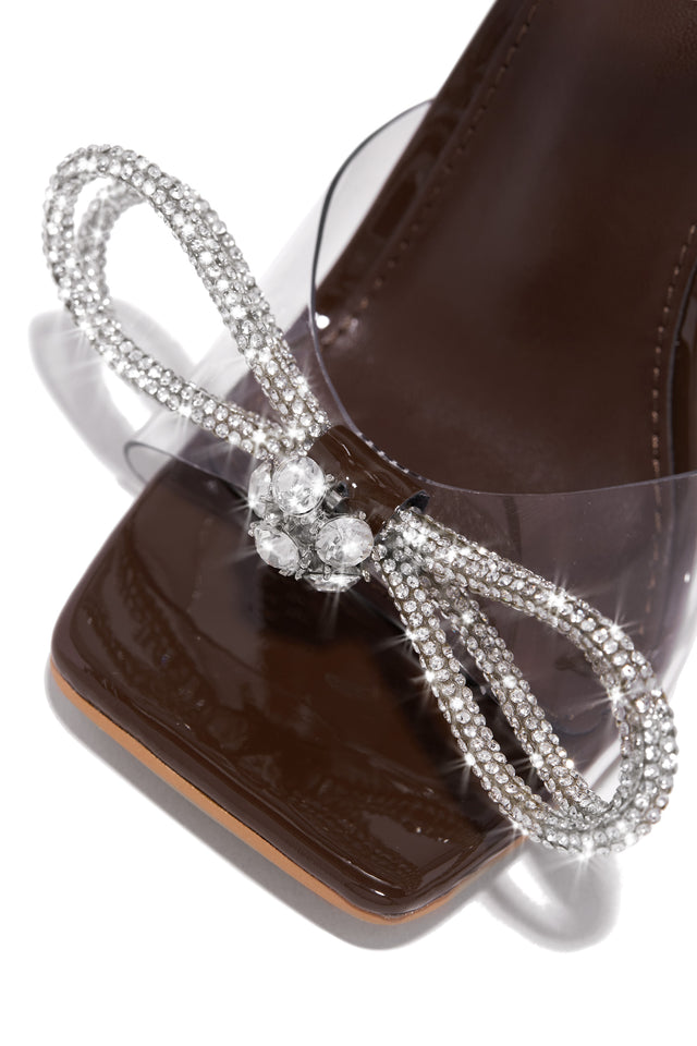 Load image into Gallery viewer, Mocha Heel With Embellished Bow
