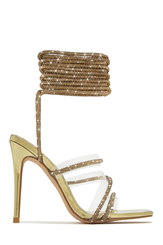 Women's Gold Transparent Crystal Wedding Prom High Heel Slingback Sandals  6-9.5 | eBay