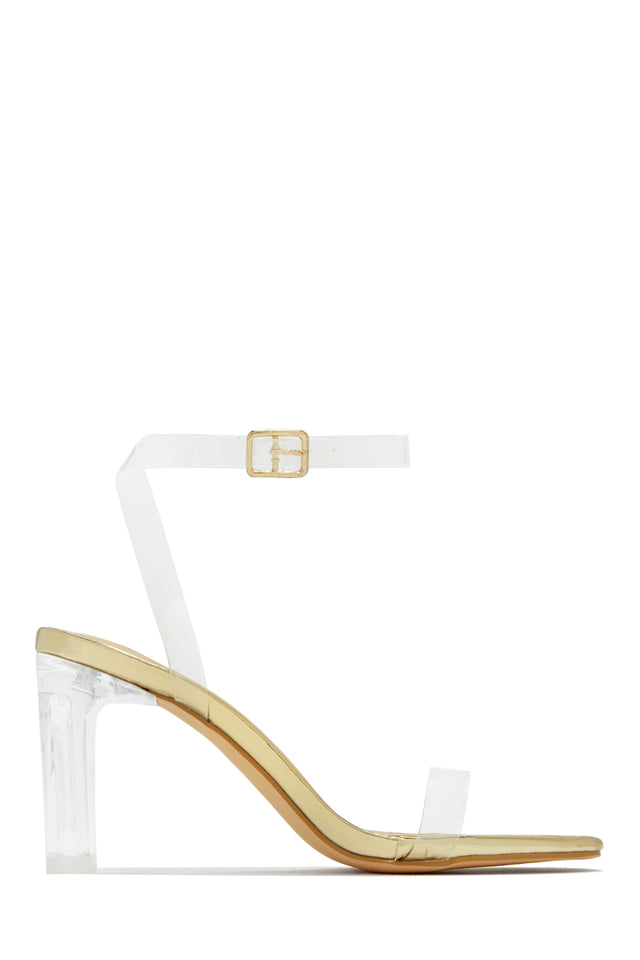 Nude clear pointed heel gold anklet chain padlock – Looking Good Boutique