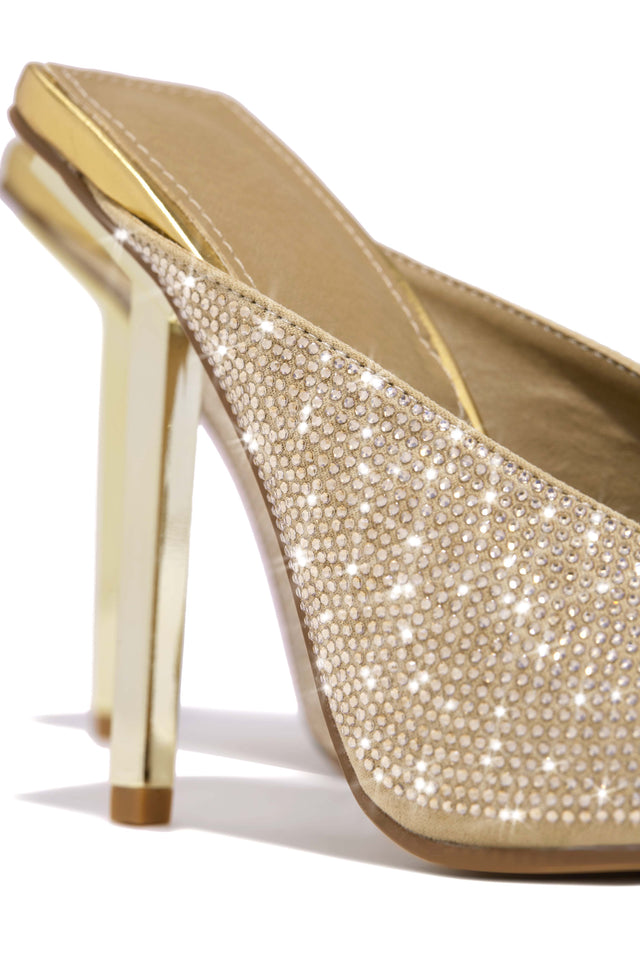 Load image into Gallery viewer, Azilis Embellished High Heel Mules - Gold
