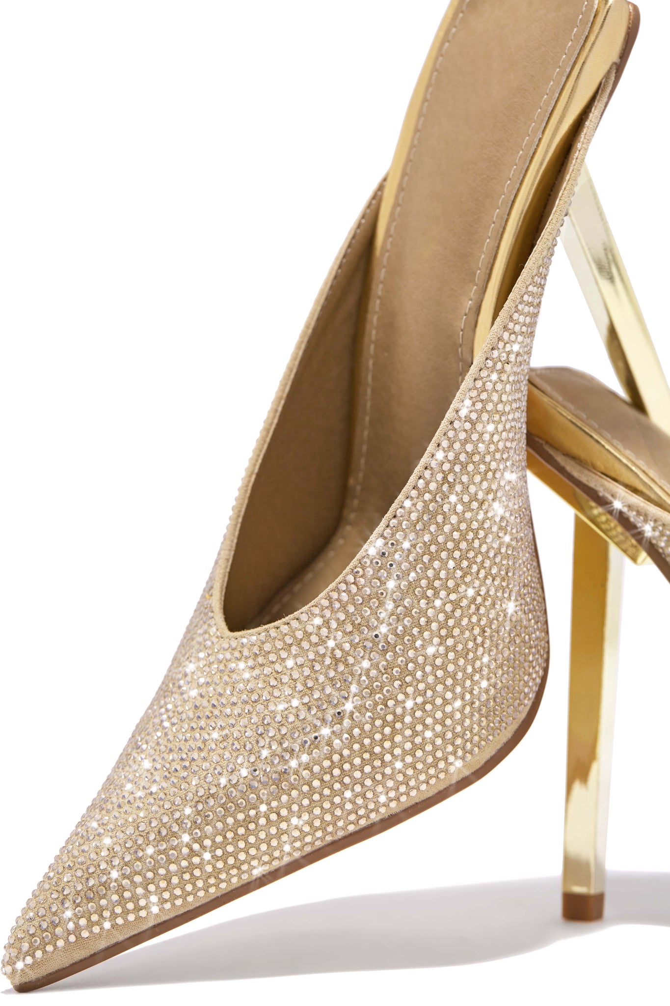 Azilis Embellished High Heel Mules - Gold