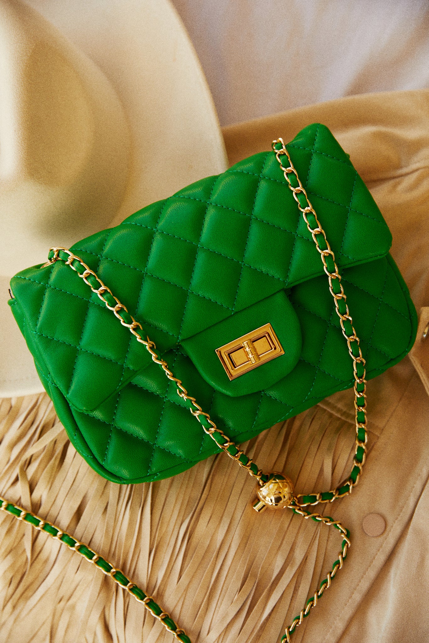 Miss Lola Christa Green Quilted Flap Bag MISS LOLA