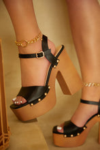 Load image into Gallery viewer, Women Wearing Black Platform Chunky High Heels
