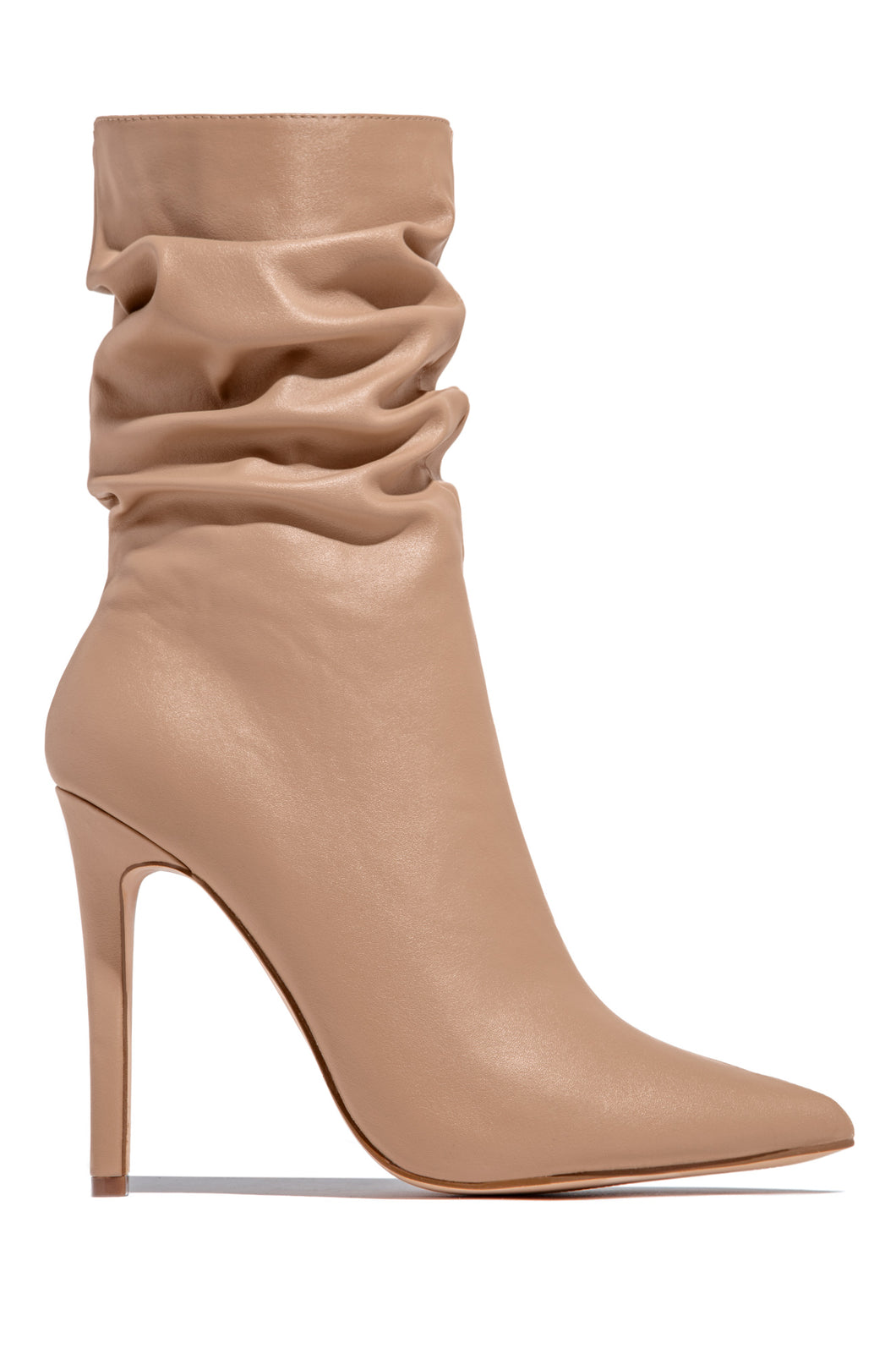 So Flirty Ruched Detailed Ankle Heel Boots - Nude