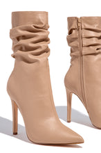 Load image into Gallery viewer, So Flirty Ruched Detailed Ankle Heel Boots - Nude
