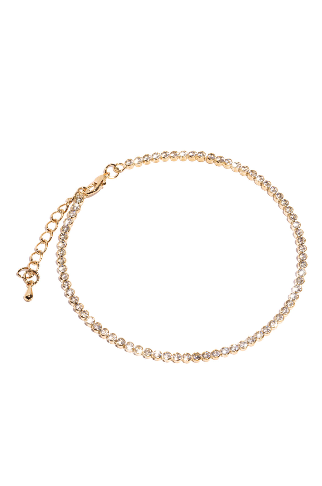 Beverly Round Stone Embellished Anklet - Gold