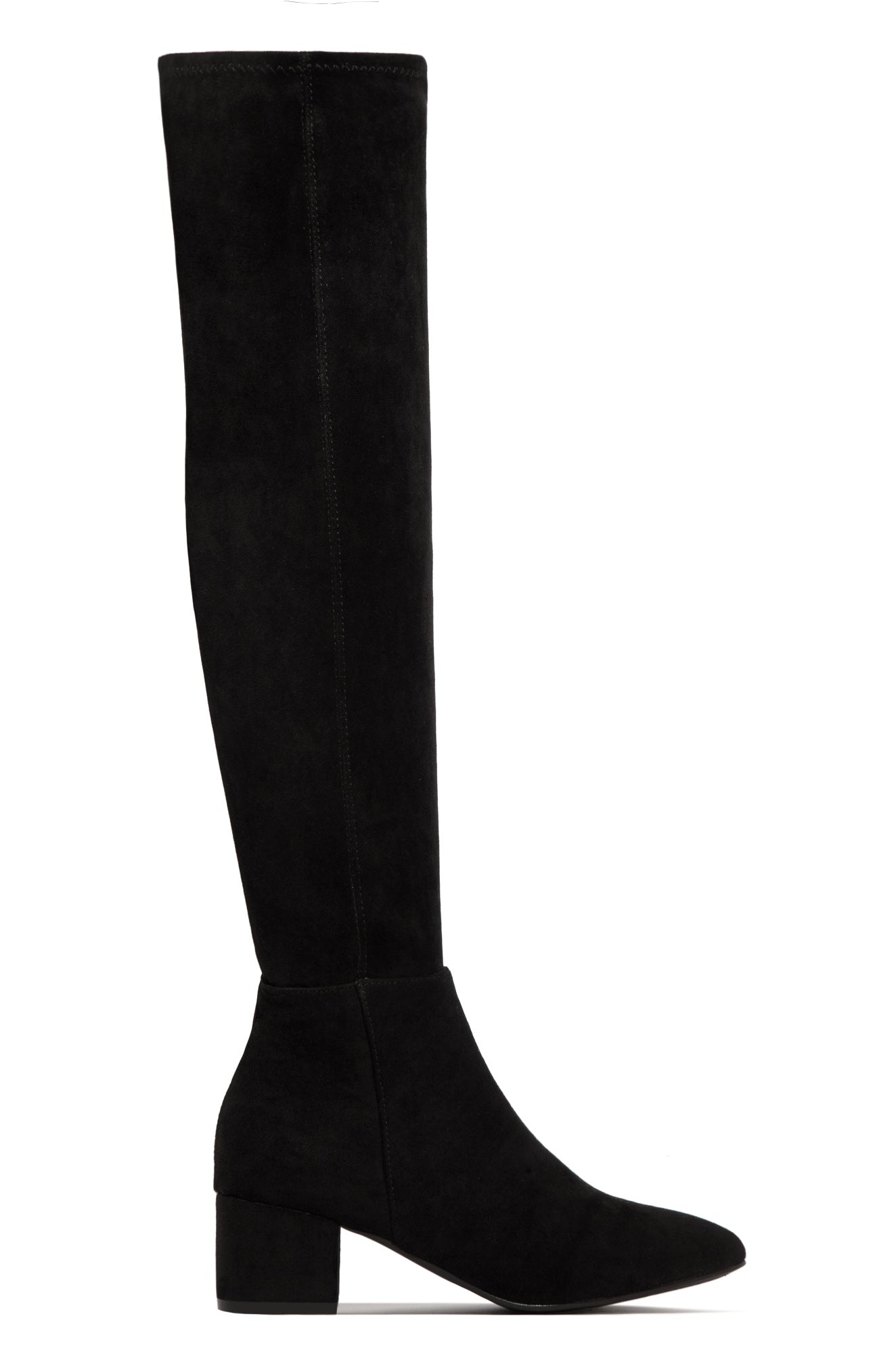 Miss Lola Black Over The Knee Block Heel Boots MISS LOLA