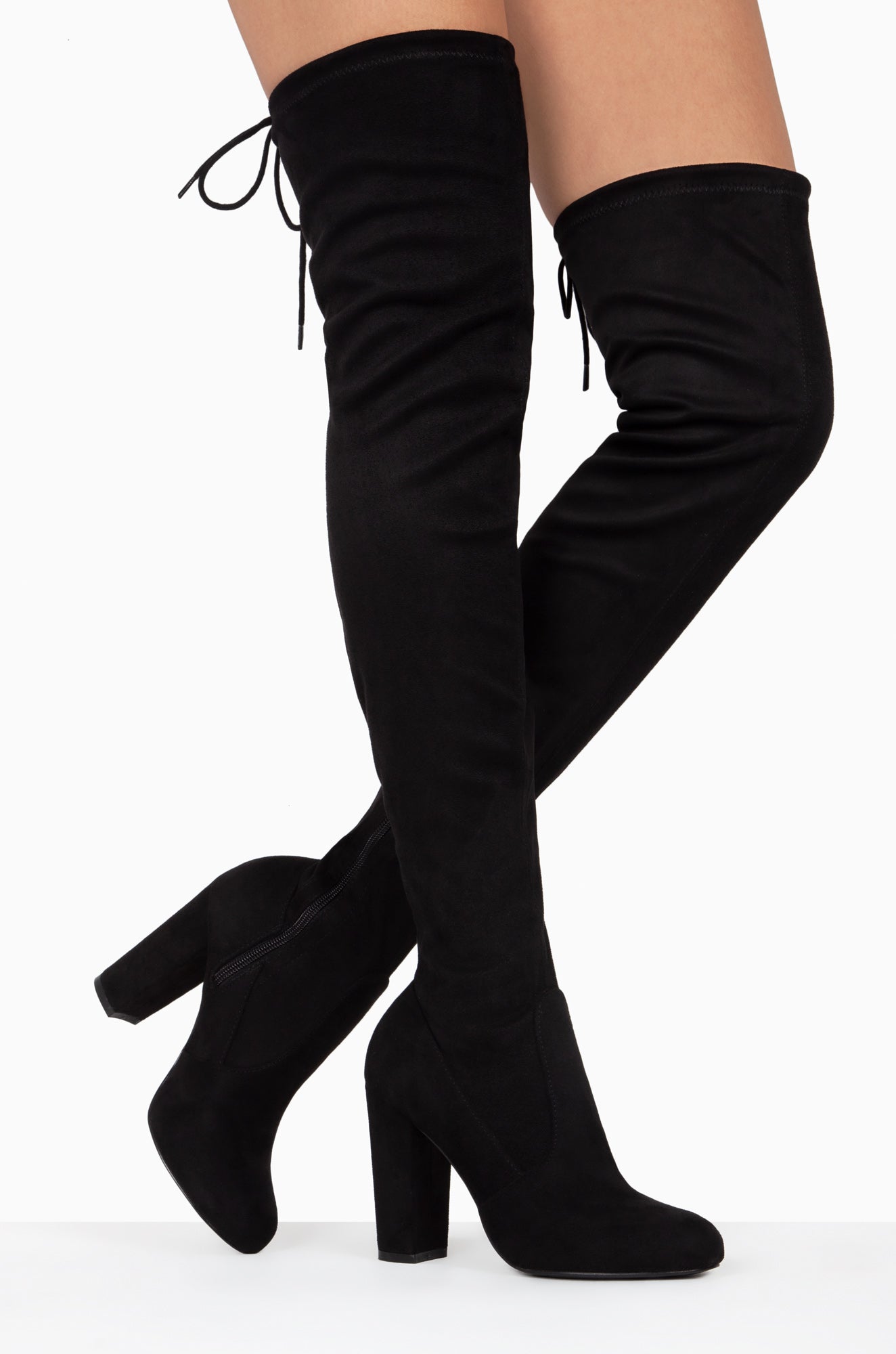 Way Up High Black Heel Over The Knee Boots MISS LOLA