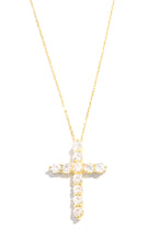 Load image into Gallery viewer, Gold-Tone Cross Necklace with Embellished Details
