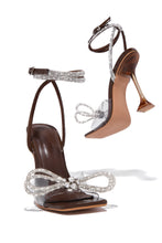 Load image into Gallery viewer, Mocha Opened Square Toe Heel 
