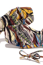 Load image into Gallery viewer, Multi Print Flat Lace Up Sandals
