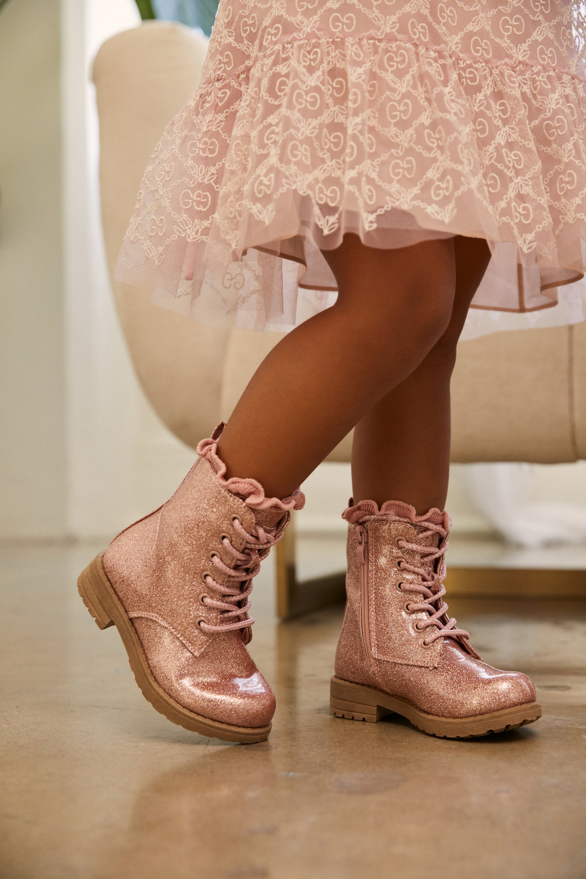 Pink Mini Attitude Kids Glitter Boots MISS LOLA