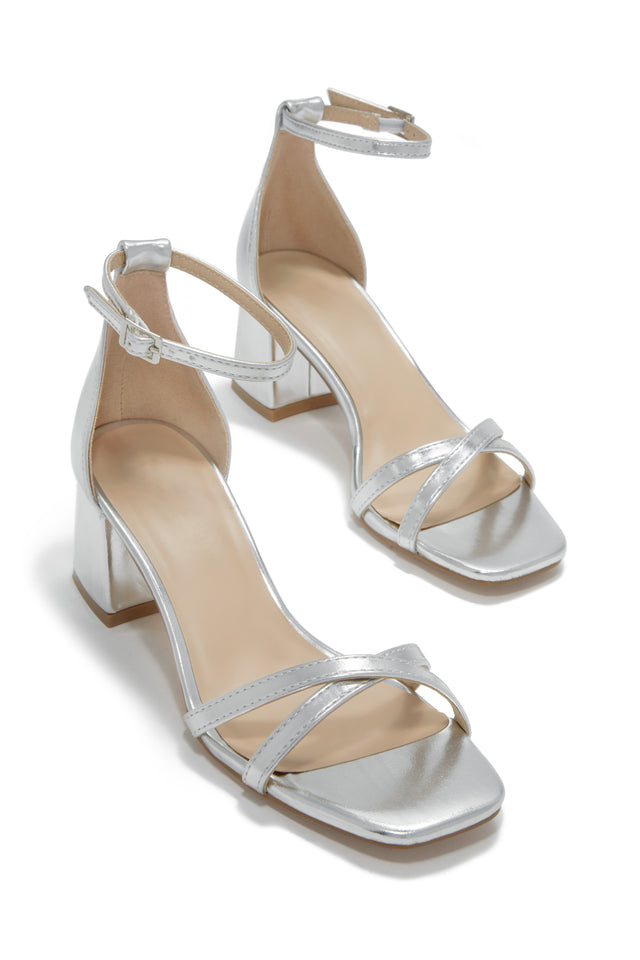 Silver Pencil Heel - Silver Color Striped High Heel For Women | Latest  Fancy Sandal For Women