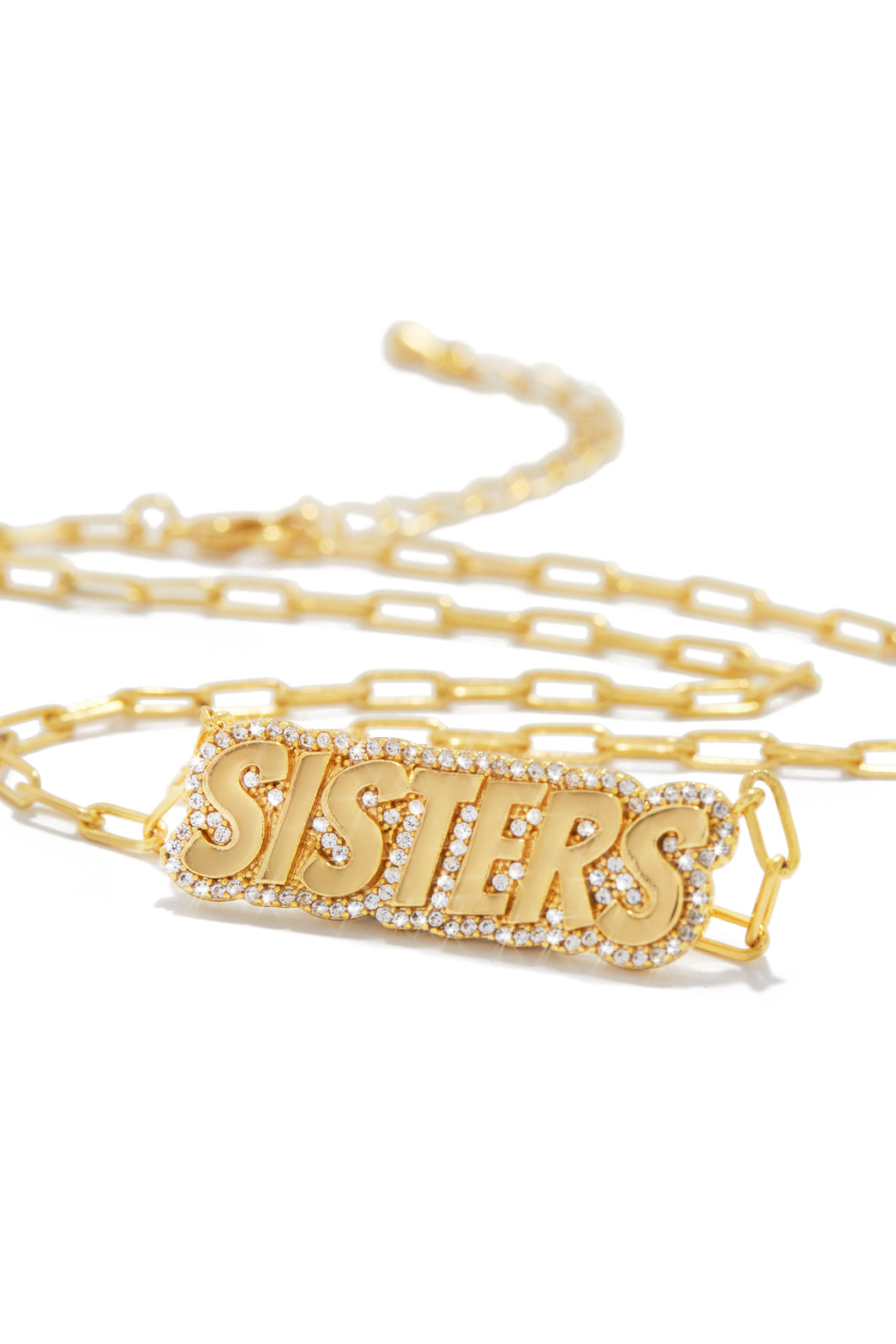 Sisters Necklace Gold Dipped Cubic Zirconia Necklace - Gold