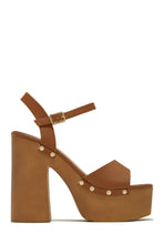 Load image into Gallery viewer, Tan Platform Chunky High Heels
